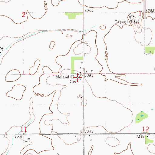Topographic Map of Moland Cemetery, MN