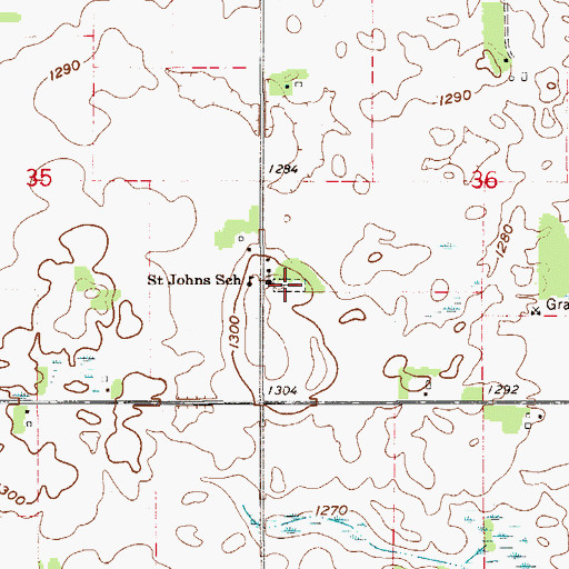Topographic Map of Saint John's Lutheran Cemetery, MN
