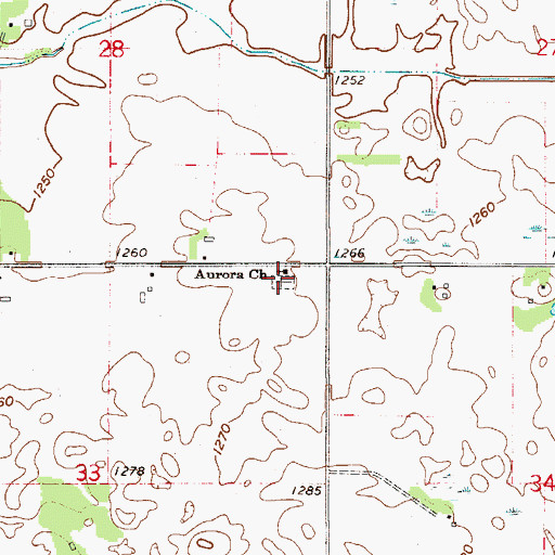 Topographic Map of Aurora Lutheran Cemetery, MN