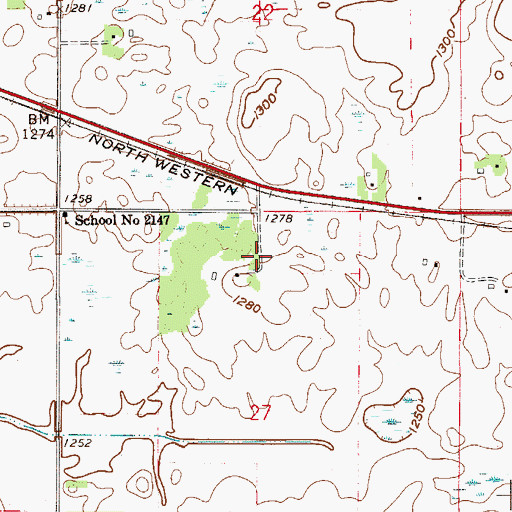 Topographic Map of Thompson Cemetery, MN