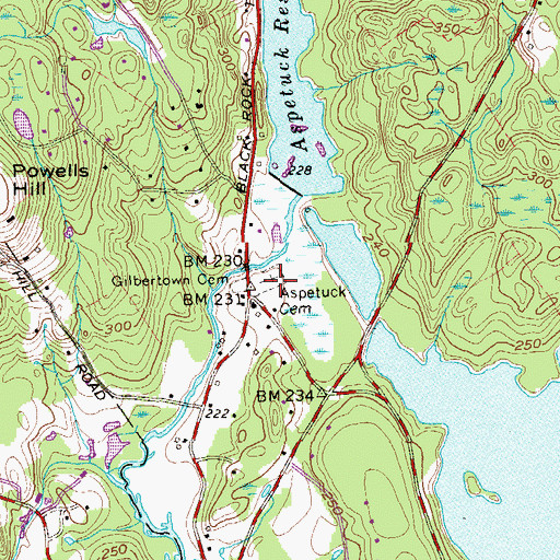 Topographic Map of Aspetuck Cemetery, CT