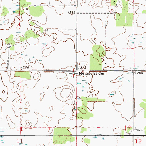 Topographic Map of German Methodist Episcopal Cemetery, MN