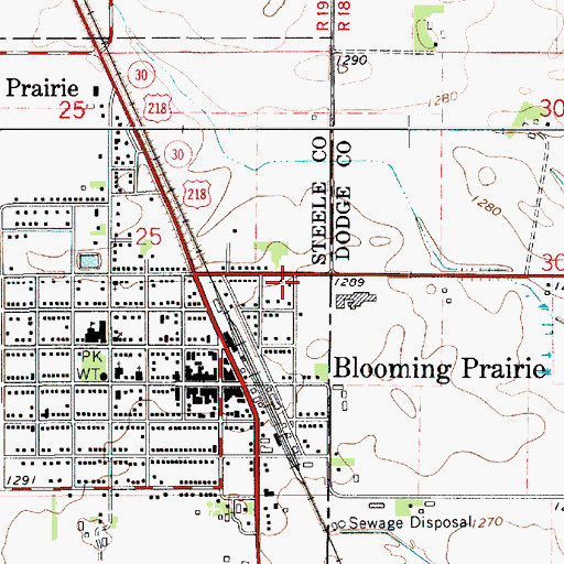 Topographic Map of Bass Mobile Home Park, MN
