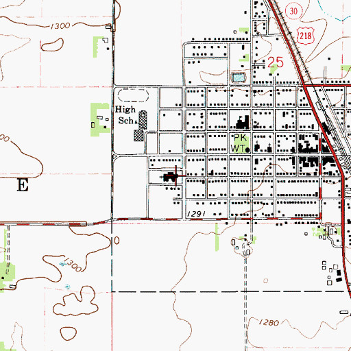 Topographic Map of First Lutheran Church, MN