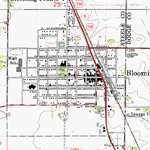 Topographic Map of First Baptist Church, MN