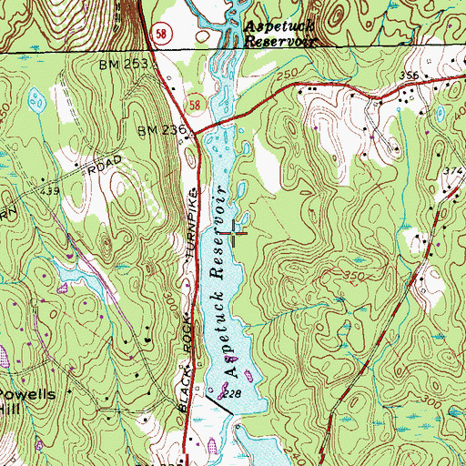 Topographic Map of Aspetuck Reservoir, CT
