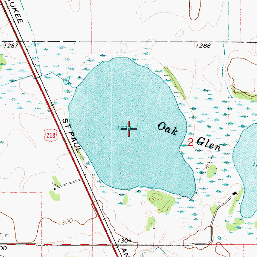 Topographic Map of Oak Glen Lake, MN
