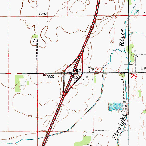 Topographic Map of Interchange 32, MN