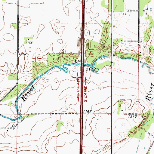 Topographic Map of Straight River South Bound Rest Area, MN