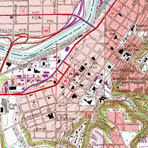 Topographic Map of Centenary United Methodist Church, MN