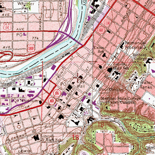Topographic Map of First Presbyterian Church, MN
