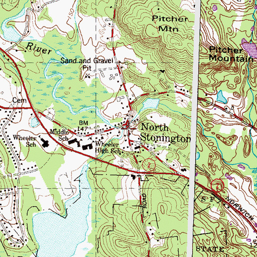 Topographic Map of Assekonk Brook, CT