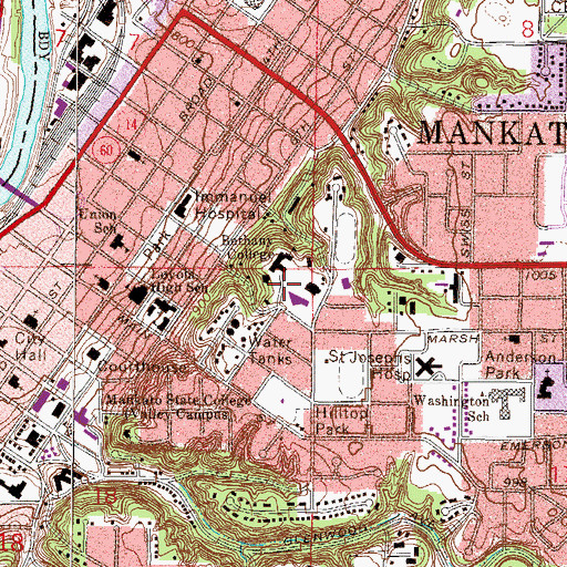 Topographic Map of Grace Lutheran Church, MN