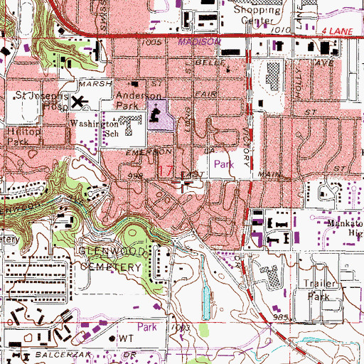 Topographic Map of First Christian Church, MN