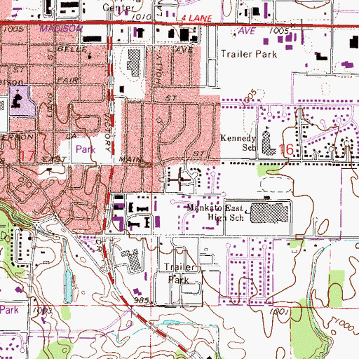 Topographic Map of Hilltop United Methodist Church, MN