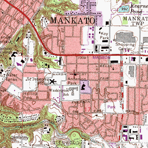 Topographic Map of Mount Olive Lutheran Church, MN