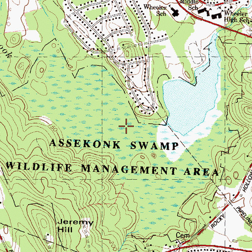 Topographic Map of Assekonk Swamp, CT
