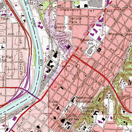 Topographic Map of Evangelical Free Church of Mankato, MN
