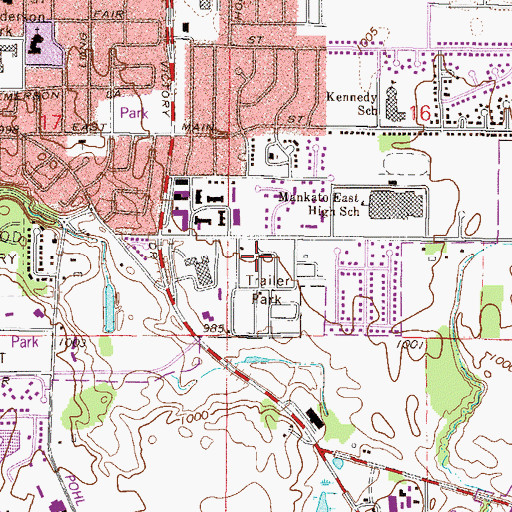 Topographic Map of Hillside Assembly of God Church, MN