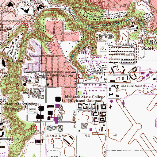 Topographic Map of Mankato Church of Christ, MN