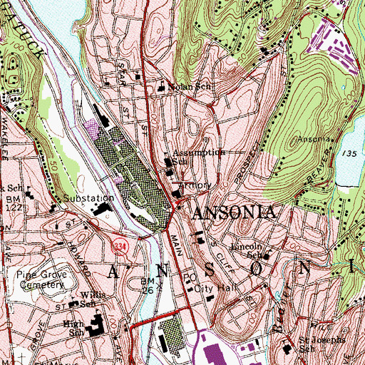 Topographic Map of Assumption School, CT