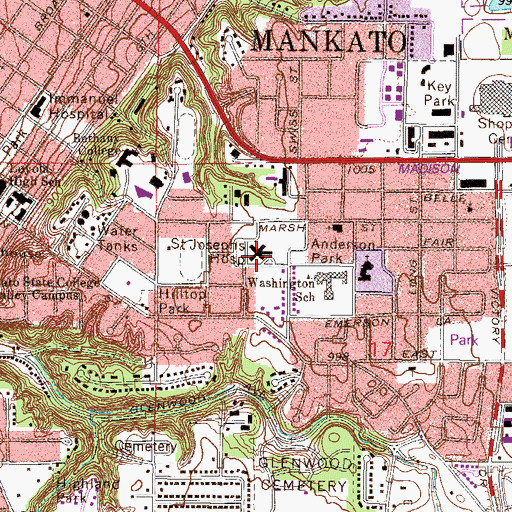 Topographic Map of Open Door Health Center, MN