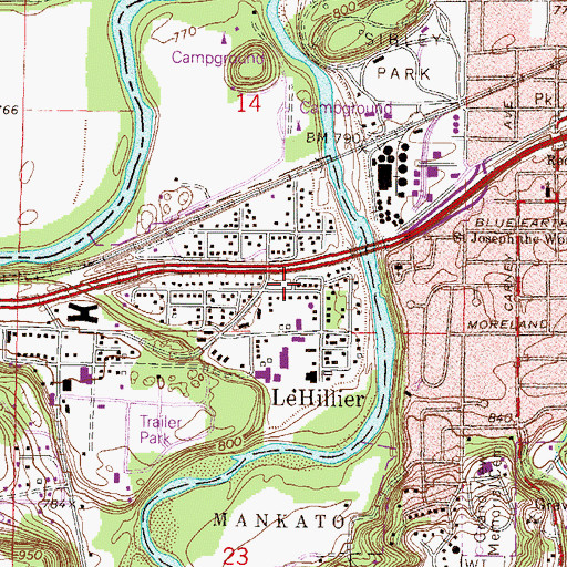Topographic Map of Hillcrest Health Care Center, MN