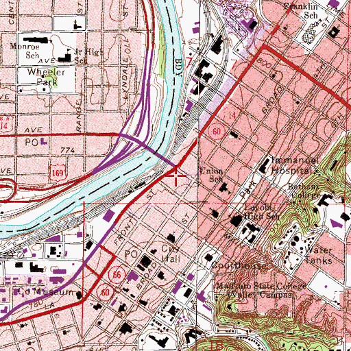 Topographic Map of Blue Earth County Library, MN