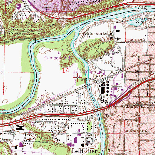 Topographic Map of Land of Memories Campground, MN