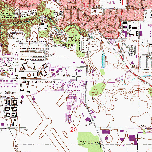 Topographic Map of Chesley Skate Park, MN
