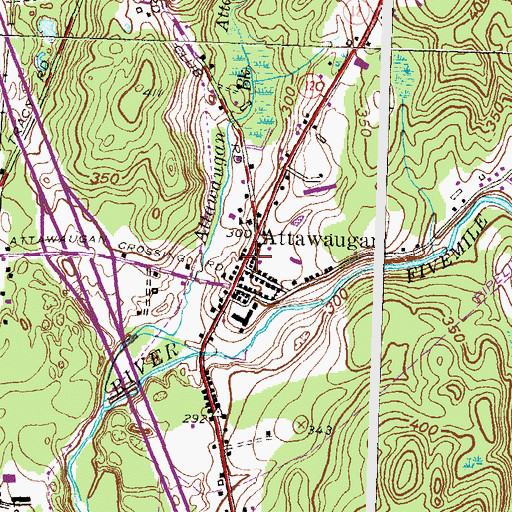 Topographic Map of Attawaugan, CT