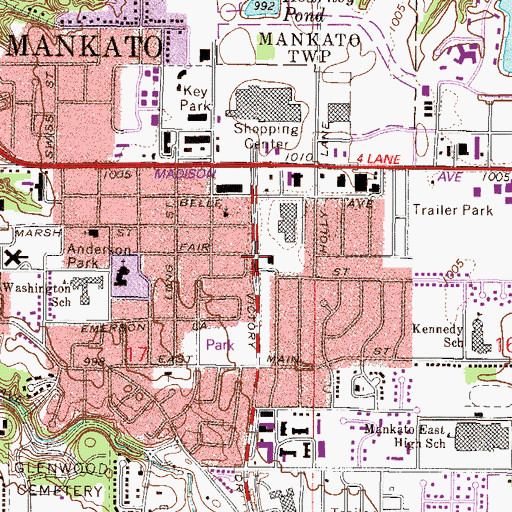 Topographic Map of Belle Mar Mall, MN