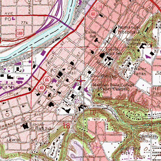 Topographic Map of Blue Earth County Government Center, MN