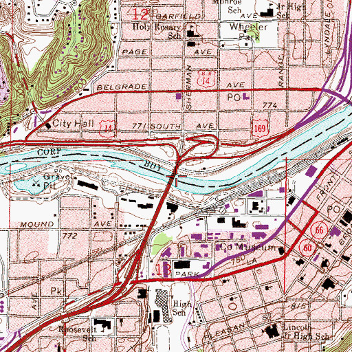 Topographic Map of Northstar Bridge, MN