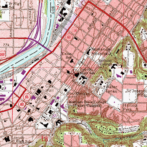 Topographic Map of Fitzgerald Middle School, MN