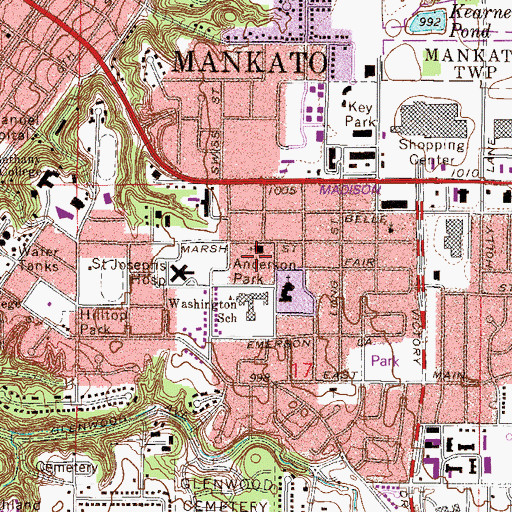 Topographic Map of Mount Olive Lutheran School, MN