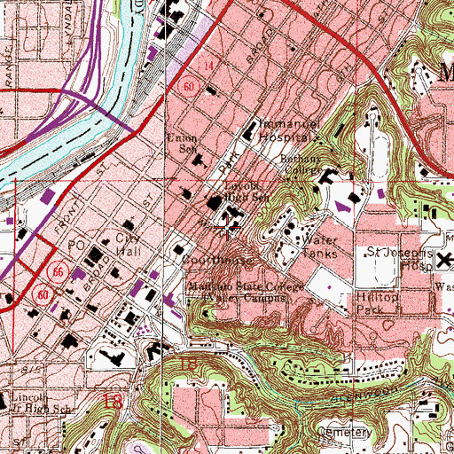 Topographic Map of Saint Peter and Paul Elementary School, MN