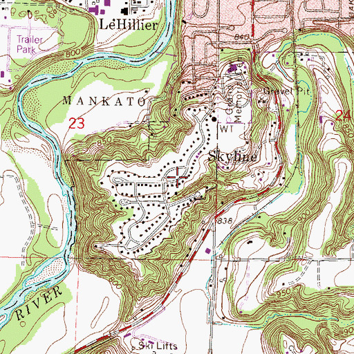 Topographic Map of Skyline Park, MN