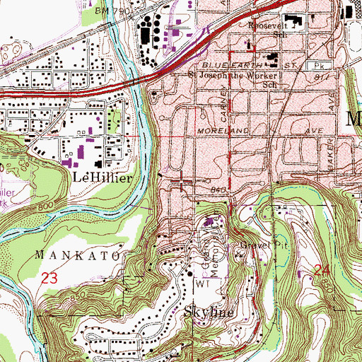 Topographic Map of West Mankato Park, MN