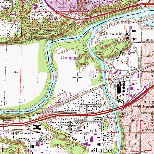 Topographic Map of Land of Memories Park, MN