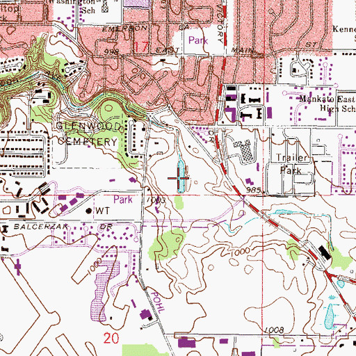 Topographic Map of Glenwood Pond, MN