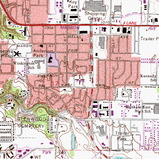 Topographic Map of Erlandson Park, MN
