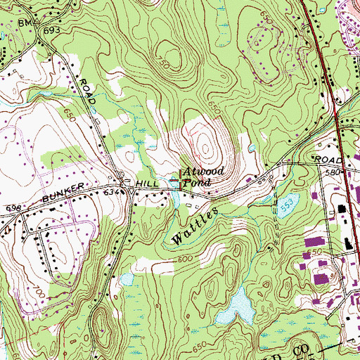 Topographic Map of Atwood Pond, CT