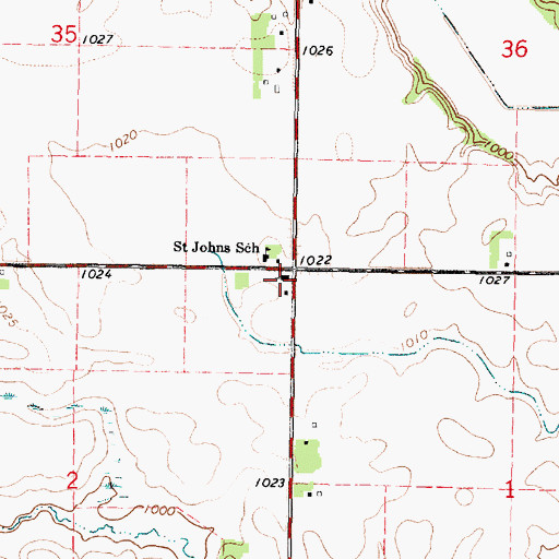 Topographic Map of Saint John's Lutheran Church, MN