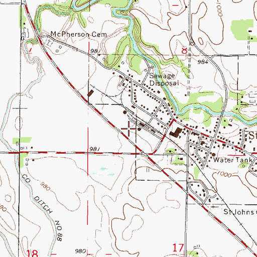 Topographic Map of Saint Clair (historical), MN