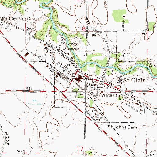 Topographic Map of Saint Clair School, MN