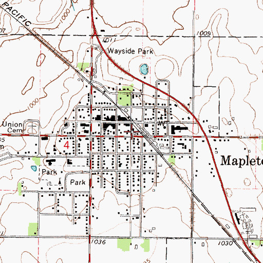 Topographic Map of Mapleton Fire Department, MN