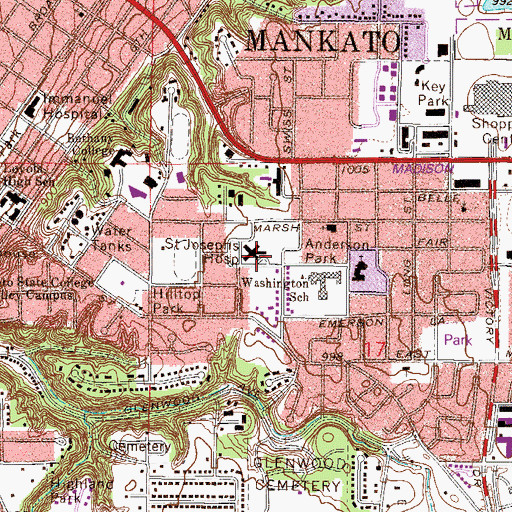 Topographic Map of Mankato Clinic Limited, MN