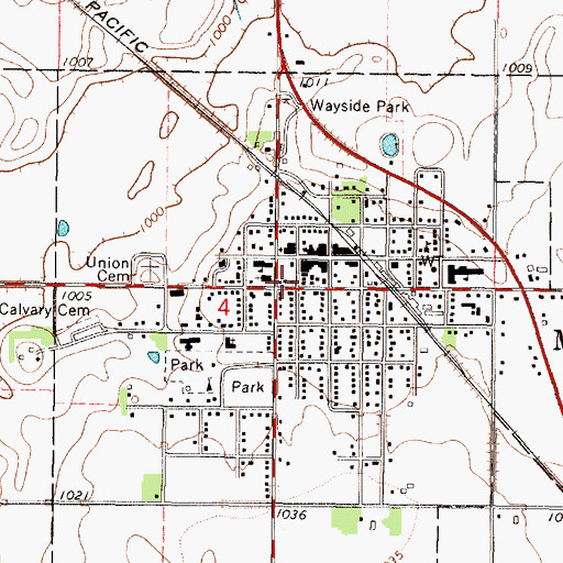 Topographic Map of Mapleton Public Library, MN