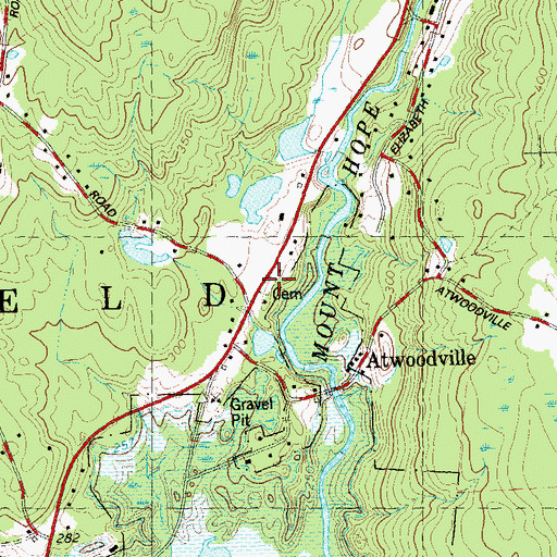Topographic Map of Atwoodville Cemetery, CT